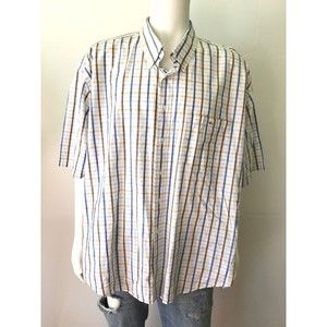 LACOSTE Men’s Check Pattern Short Sleeve Button Down Shirt (Size 52)